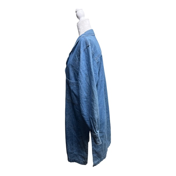 Vintage Denim Duster Jacket Long-Line 100% Cotton Size 12 - Picture 4 of 6